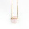 Natural Rose Quartz Pendant Necklace with Rectangular 3D Gemstone Design ST8150789-1