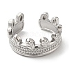 Non-Tarnish 304 Stainless Steel Leaf Open Cuff Ring for Women RJEW-I098-14P-2