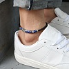 Alloy Blue Enamel Tube Bead & Braided Imitation Leather Cord Adjustable Anklets for Men FS-WG1282E-04-2