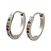 304 Stainless Steel Micro Pave Cubic Zirconia Huggie Hoop Earrings EJEW-C096-01J-P-2