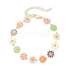 3Pcs Brass Enamel Link Chain Bracelets for Women BJEW-JB01439-3