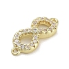 Brass Pave Clear Cubic Zirconia Infinity Connector Charms KK-M293-46G-2