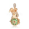 Golden Plated Brass Hollow Round Cage Pendants KK-J249-03G-2