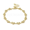 Rack Plating Brass Micro Pave Cubic Zirconia Heart Link Chain Bracelets for Women BJEW-P323-09G-03-1