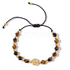 Luxury Fashion Star Cut Round Natural Tiger Eye Braided Bead Bracelets AI7814-1