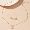 Daisy Alloy Enamel Pendant Necklaces & Dangle Earring Set for Women FS-WG3EF09-01-4