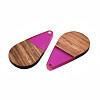 Transparent Resin & Walnut Wood Pendants RESI-N025-030-C05-3