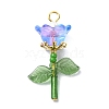 Flower Transparent Glass & Golden Pendants PALLOY-TA00098-2