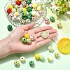 100Pcs 10 Styles Fruit Printed Wood European Beads WOOD-YW0001-86-5