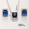 Women's Glass Rectangle Necklace & Earrings Set for Fashionable Look LO8107-1-1