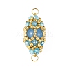 Dyed Natural Malaysia Jade & Glass Seed Beads Connector Charms PALLOY-MZ01403-03-1