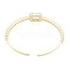 Cubic Zirconia Rectangle Open Cuff Bangle BJEW-G651-05G-01-2