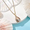 Natural Paua Shell Pendant Necklaces NJEW-JN05141-04-1