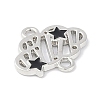 Rack Plating Alloy Black Enamel Cloud with Star Links Connector Charms PALLOY-F018-04P-01-2