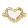 Rack Plating Brass Micro Pave Clear Cubic Zirconia Heart Links Connector Charms with Shell KK-Z063-26G-1