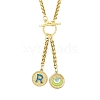 Ion Plating(IP) 304 Stainless Steel Sky Blue Enamel Letter & Eye Pendant Wheat Chain Necklaces STAS-Z102-01G-R-1