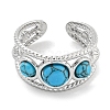 304 Stainless Steel Synthetic Turquoise Cuff Rings G-Z056-06P-05-2