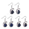 Natural Dyed Lapis Lazuli Chameleon Dangle Earrings with Crystal Rhinestone EJEW-A092-10P-01-1