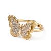 Clear Cubic Zirconia Butterfly Adjustable Ring RJEW-L100-013G-2