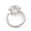 Natural Rose Quartz Turtle Open Cuff Ring RJEW-P082-01P-24-4