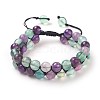 Adjustable Natural Fluorite Braided Bead Bracelets BJEW-E351-01G-1