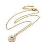 Brass Micro Pave Cubic Zirconia Flower Pendant Necklaces for Women NJEW-E106-03KCG-04-2