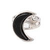 Moon & Star Natural Obsidian Adjustable Rings G-B085-18P-05-2