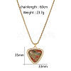 Golden Tone Stainless Steel Pave Natural Unakite Heart Pendant Necklaces LT1707-1-1