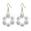 Handmade Glass Seed Beads Flower & 304 Stainless Steel Dangle Earrings for Women EJEW-JE06201-2