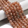 Natural Sunstone Round Bead Strands G-F266-11-8mm-01-2