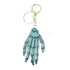 Halloween Plastic Skeleton Hand Pendant Keychain HJEW-H063-01G-02-2