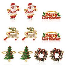 Mega Pet 10Pcs 5 Style Christmas Theme Alloy Enamel Napkin Rings AJEW-MP0001-31
