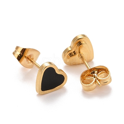 304 Stainless Steel Enamel Stud Earrings EJEW-B009-06G-01-1