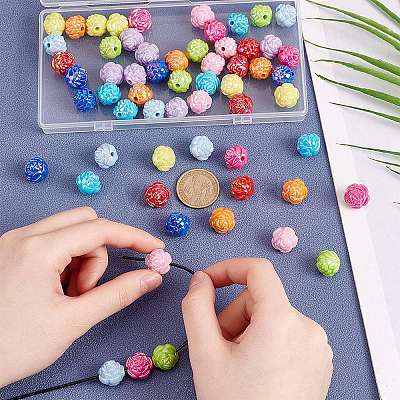 60Pcs 10 Colors UV Plating Iridescent Acrylic Beads MACR-AR0001-23-1
