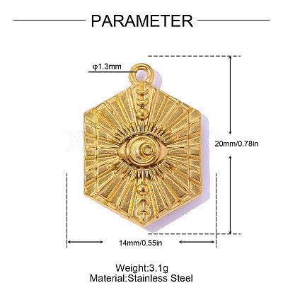 304 Stainless Steel Pendants STAS-OY016-45G-1