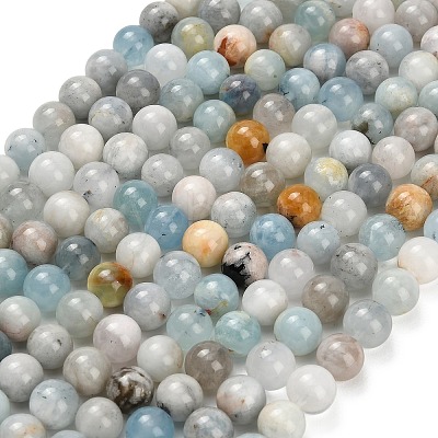 Natural Aquamarine Beads Strands G-F591-29B-10mm-01-1