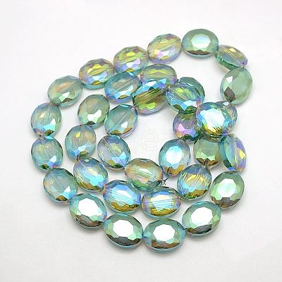 Faceted Electroplate Crystal Glass Oval Beads Strands X-EGLA-F059B-10-1