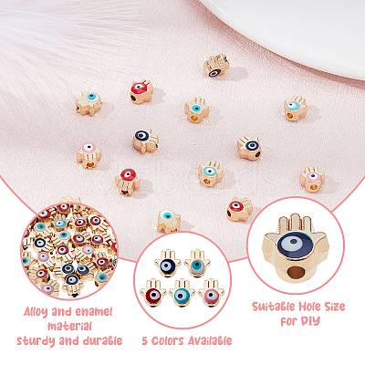 150Pcs 5 Colors Alloy Enamel Beads ENAM-HS0001-04-1