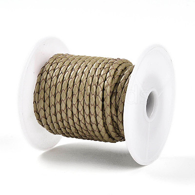 Braided Cowhide Leather Cord NWIR-N005-01O-3mm-1