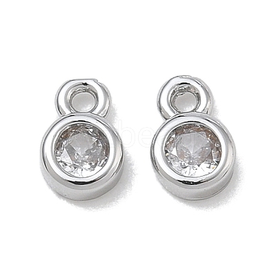 Brass Micro Pave Clear Cubic Zirconia Charms CU-CBA91C0-05P-1