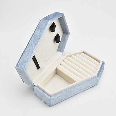 Coffin Shaped Velvet Jewelry Storage Boxes DARK-PW0001-116A-1