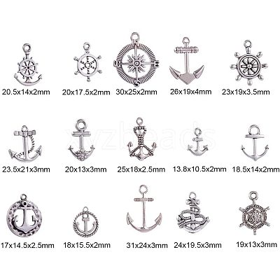 Tibetan Silver Anchor & Helm Pendants TIBEP-PH0004-15AS-WH-1