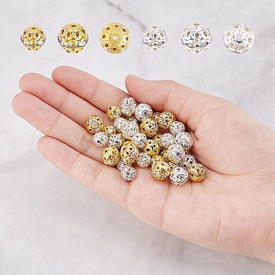 100Pcs 4 Styles Alloy with Rhienstone Beads RB-AR0003-15-1