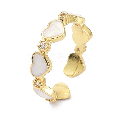 Heart Real 18K Gold Plated Cuff Rings for Girl Women Gift ZIRC-C021-05G-1