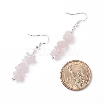 Natural Rose Quartz Chips Beaded Jewelry Set SJEW-JS01232-06-1