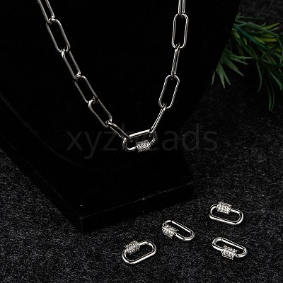 Brass Micro Pave Cubic Zirconia Screw Carabiner Lock Charms X-ZIRC-G160-22P-1