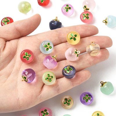 24Pcs 12 Colors Transparent Glass Apple Pendants DGLA-FS0001-15-1