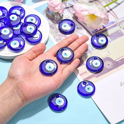 Handmade Lampwork Evil Eye Pendants LAMP-E106-02A-1