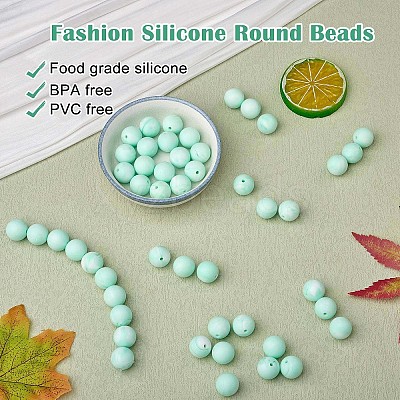 100Pcs Silicone Beads Round Rubber Bead 15MM Loose Spacer Beads for DIY Supplies Jewelry Keychain Making JX463A-1