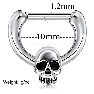 304 Stainless Steel Skull Circular/Horseshoe Barbell Nose Rings WG89838-01-1